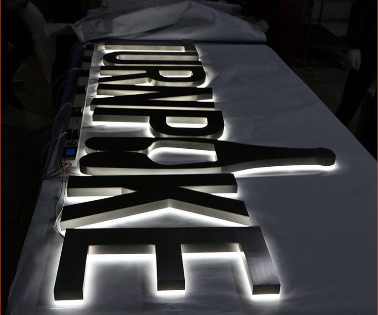 Brushed Stainless Steel Backlit Letters 308